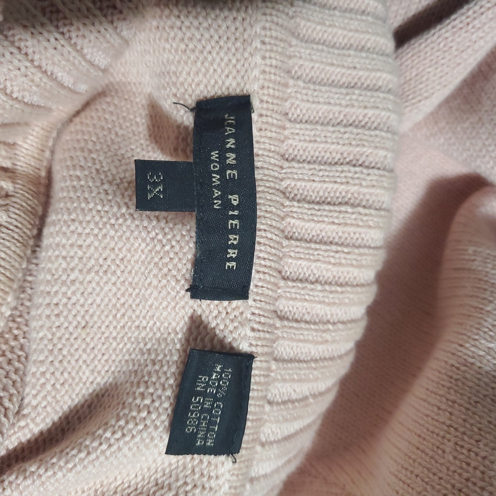 JEANNE PIERRE Women's cotton turtleneck sweater - light pink - Picture 2 of 5